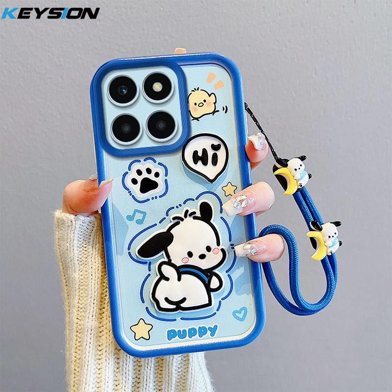 KEYSION Противоударный чехол для HONOR 200 Smart 5G со шнурком, мягкий силиконовый милый 3D мультяшный чехол для телефона с куклой для Huawei Honor X7c