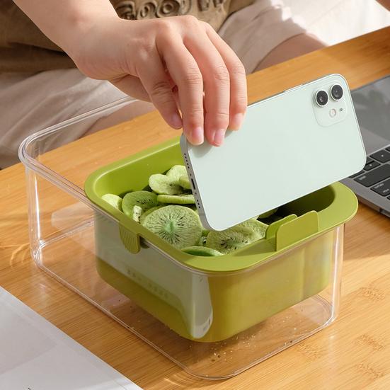 Двухслойная миска для закусок с фруктами и корзиной для слива воды, настольная миска для закусок с держателем для телефона для хранения орехов, конфет, десертов и фруктов.