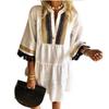 Vintage Print Party Dress Exquisite Pattern Womens Beach Clothing Polyester Dress Up Attractive