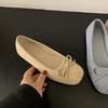 French Gentle Bow Blue Small Single Shoes Flat Ballet Shoes Early Spring New Soft-soled Shallow Mouth Women's Shoes Ladyshoes