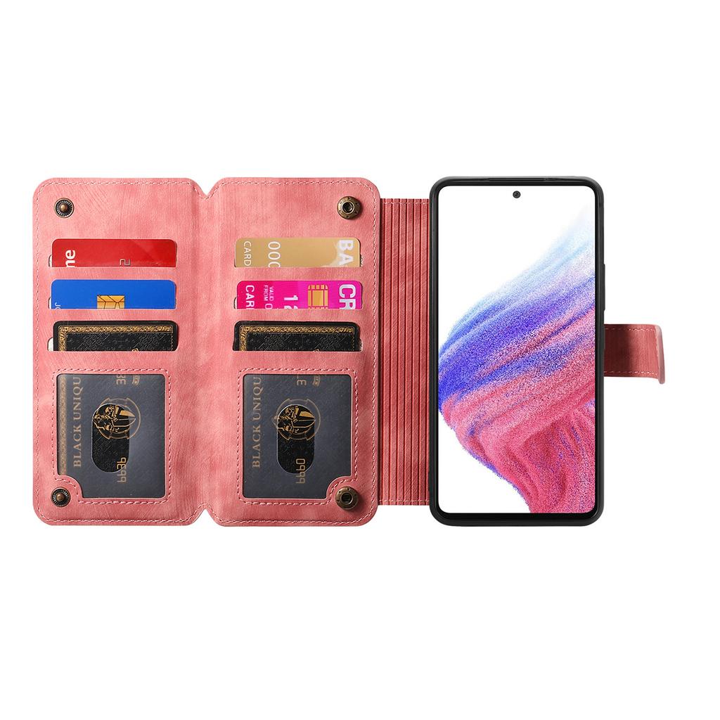 Для Samsung Galaxy A36 5G кожаный чехол-книжка с RFID-блокировкой на молнии и подставкой-кошелеком