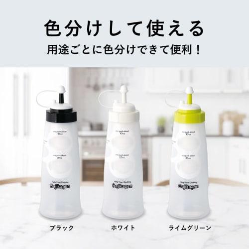 Daiwa ME-600S Condiment Bottle, 600ml White, with Graduated Measuring Cups, One-Push Capacity (10cc, 25cc, 30cc), Made In Japan, Large Spoon Size