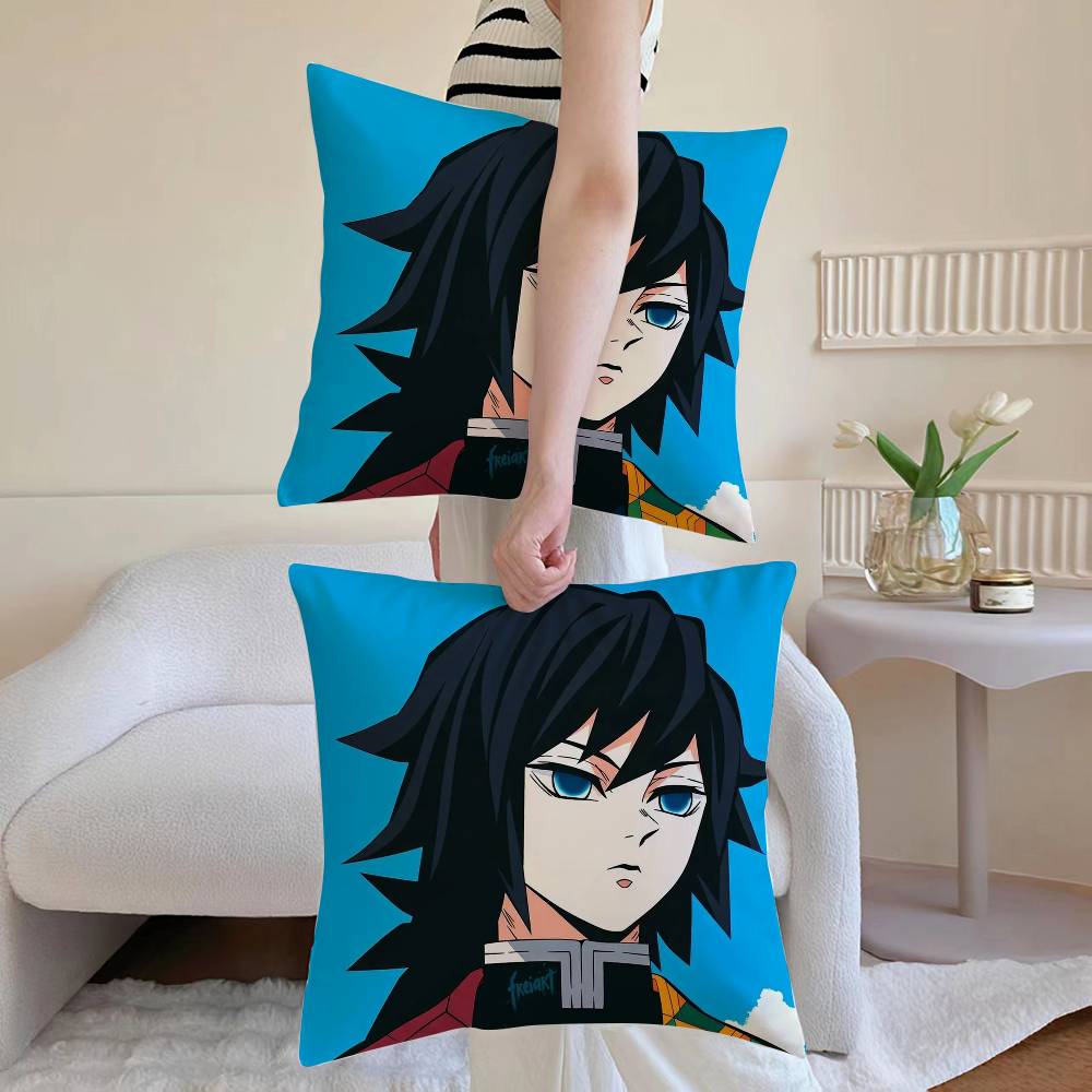 D-Истребитель демонов Kimetsu No Y-Yaiba Наволочка Наволочка против пылевых клещей Невидимая молния Шелковистый короткий плюш Чехол для подушки дивана