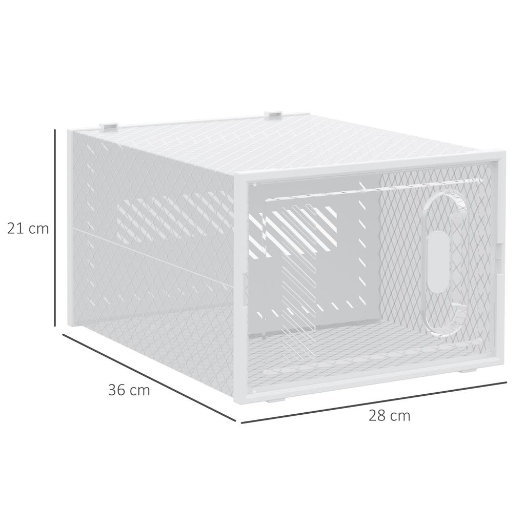 8-Piece Shoe Rack, Stackable Shoe Boxes for Shoes up to Size 46, Magnetic Doors, Plastic, 28 x 36 x 21 cm