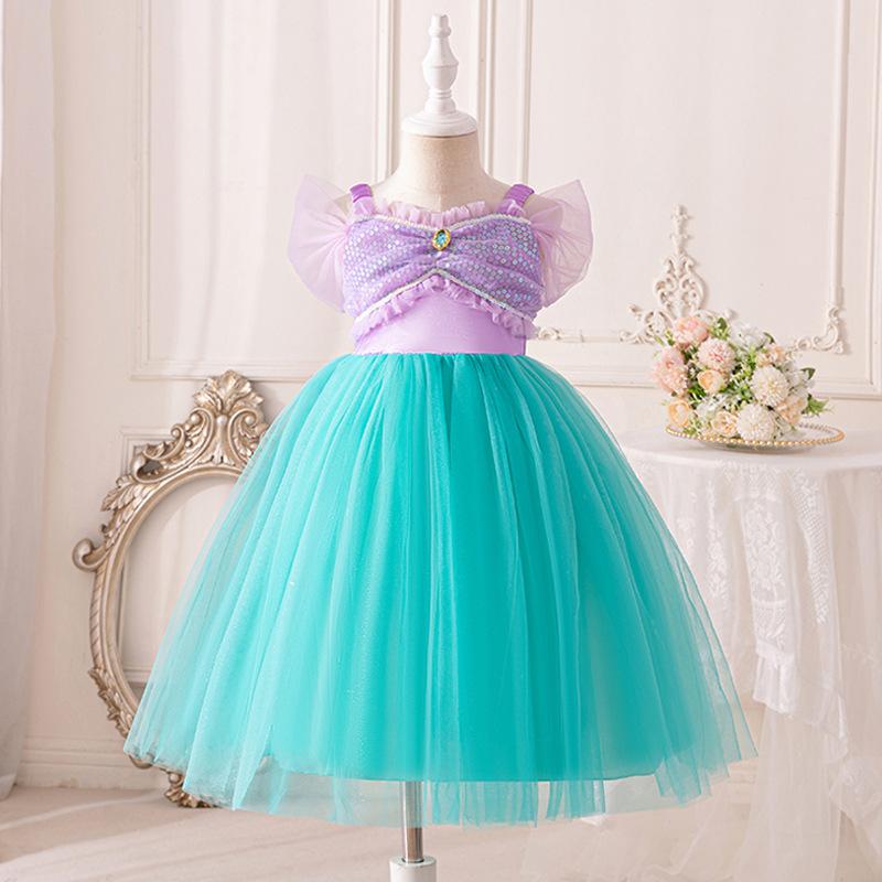 2-10Y Girls Princess Cosplay Aurora Cinderella Mermaid Dress Kids Costume Fancy Clothes Birthday Carnival Party Ball Gown