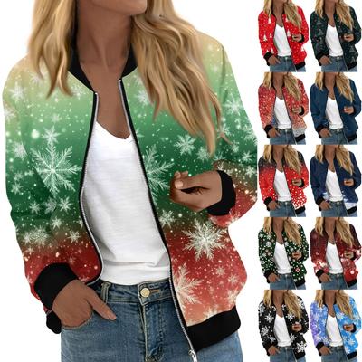 Куртки женские с длинным рукавом, легкие, на молнии, с принтом, верхняя одежда, повседневные, стеганые куртки с карманами