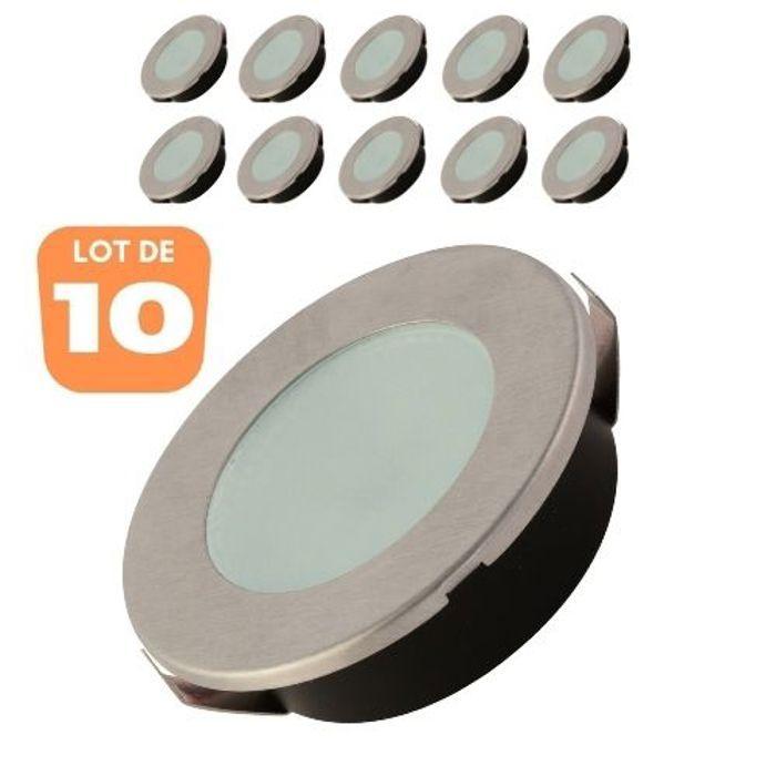 Lot de 10 spots LED rond Mat chrome 2W