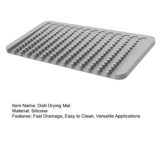 Коврик для сушки посуды Силиконовый Термостойкий Коврик на столешницу Нескользящий Кухонный коврик для сушки Защищает поверхности Предотвращает скопление воды для раковины