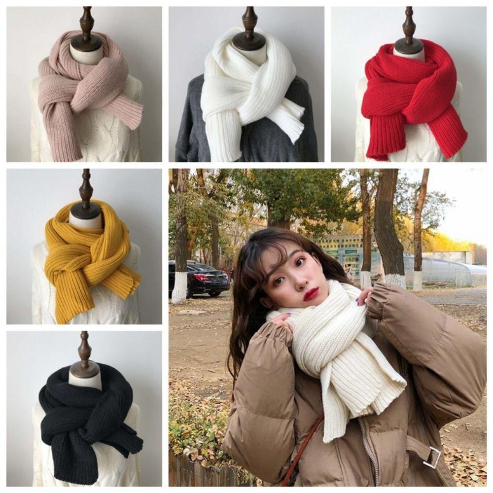 Polyester Long Thickened Neckscarf Spandex Winter Warmer Scarf Soft Knitting Wool Scarf Women