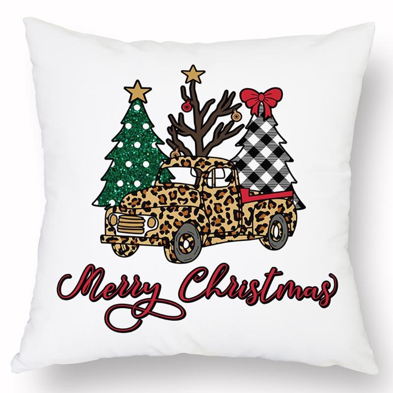 Новая Рождественская Льняная Наволочка с Принтом Домашний Диван Гостиная Праздничная Грязеотталкивающая Подушка