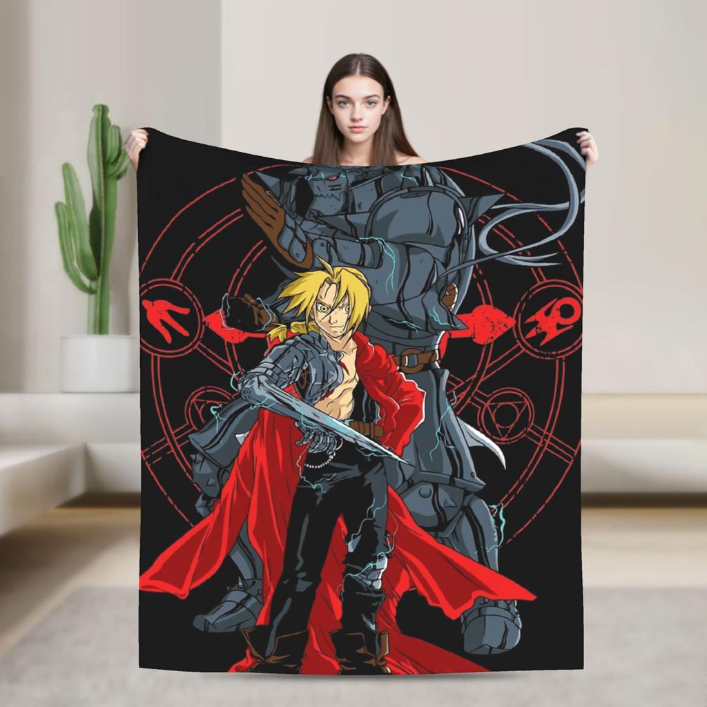 Fullmetal alchemist Super Soft Blankets Girls Boys Plush Bedding Throws Pattern Couch Chair Flannel Bedspread Sofa Bed Cover