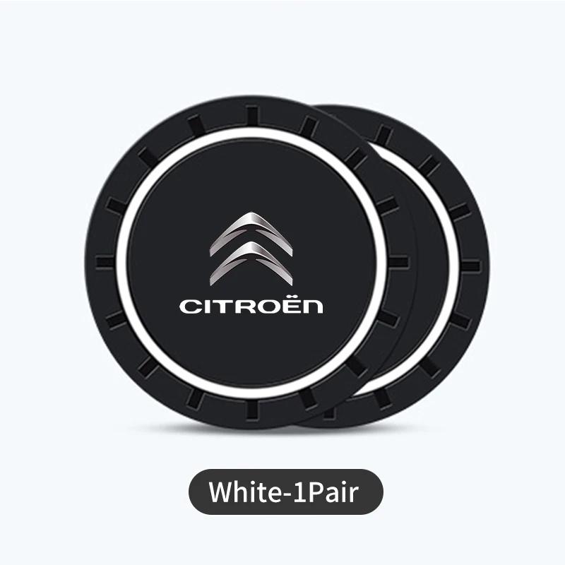 YAMON1 Non Slip Car Coaster Mats (2PCS): Silicone PVC Water Cup Slot Pads Tailored for Citroen C4/C3/C5/C1/DS4/Berlingo/Picasso/Jumper
