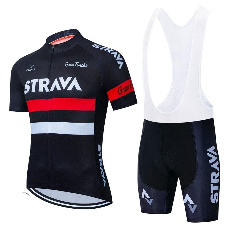 New Strava Cycling Suit Men's Outdoor Sports Cycling Short Sleeve Strap Shorts Set