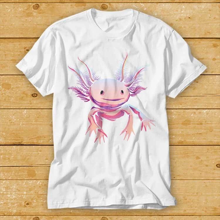 Axolotl Smile Cute T Shirt Music Funny Movie Cool Meme Gift Top Tee 2296