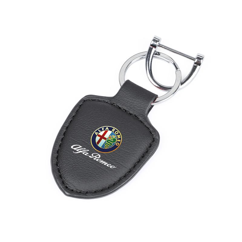 For Alfa Romeo 2026 Hot Sticker Leather Car Keychain Logo Styling Key Chain Rings Auto Accessorie For Alfa Romeo 4C 159 166 Spid