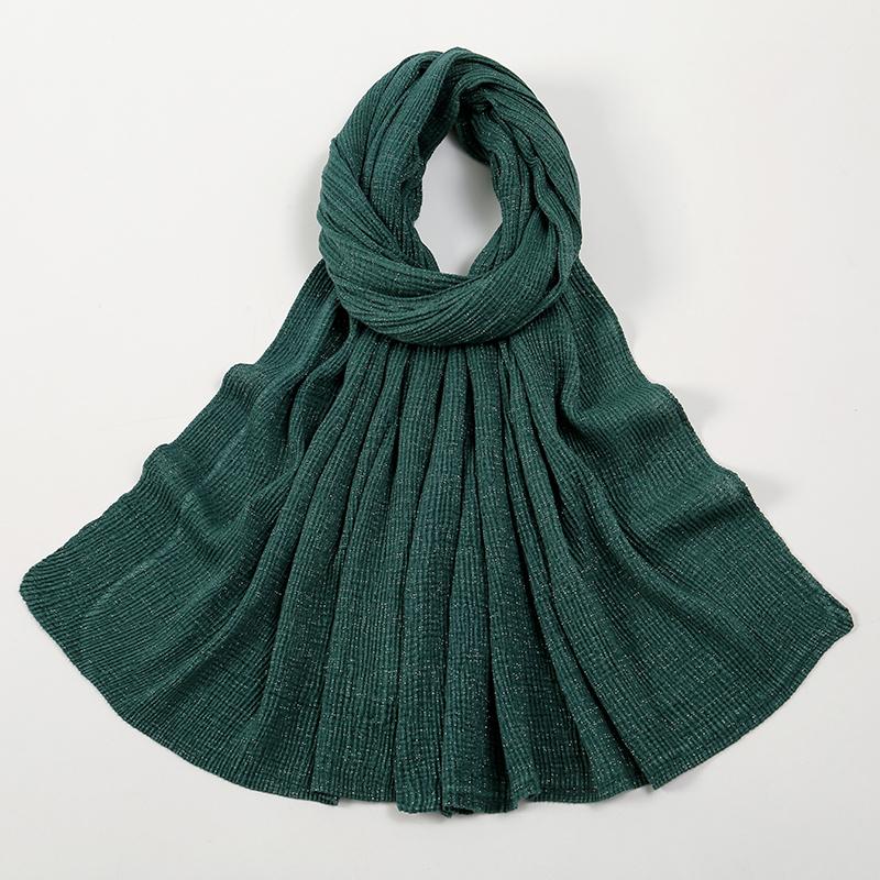 Новый жатый хлопковый хиджаб-шарф женский тюрбан мусульманская шаль однотонная бандана дышащие женские шали фуляр блестящие хиджабы Рамадан