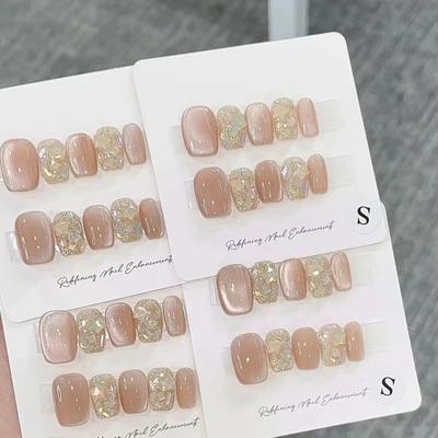 Чисто ручной работы фототерапия нейл-арт персиковая девушка с ногтями, законченными кошачьим глазом, нейл-арт, чтобы показать белизну