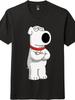 Family Guy Brian Casual Loose Unisex T-Shirt, Black and White Tee