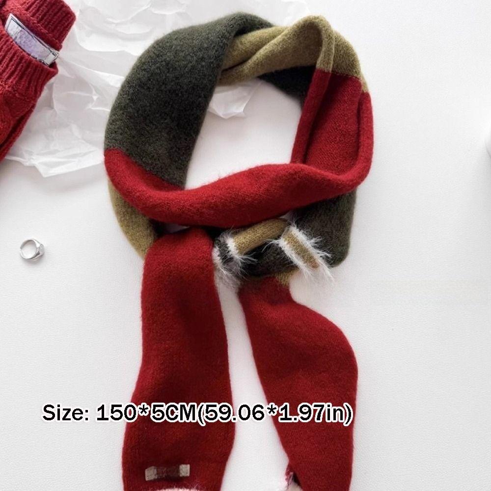 Y2 Sausage Thin Scarf Knitted Wool Plush Long Narrow Scarves Fashion Neck Scarves Autumn Winter