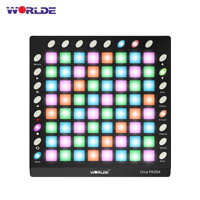 WORLDE ORCA PAD64-A Портативный USB-контроллер барабанных MIDI-пэдов 64 RGB с подсветкой