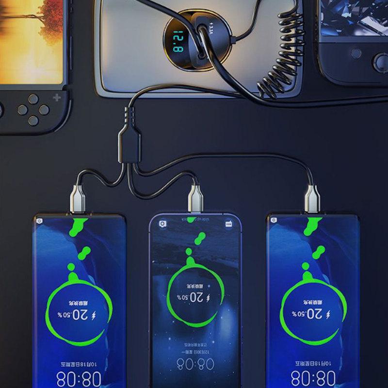 1pc Universal Car 3.1A 55W Quick Charge Auto Three Wire Charger Car Voltage Display Fast Charging Charger Car Accessories