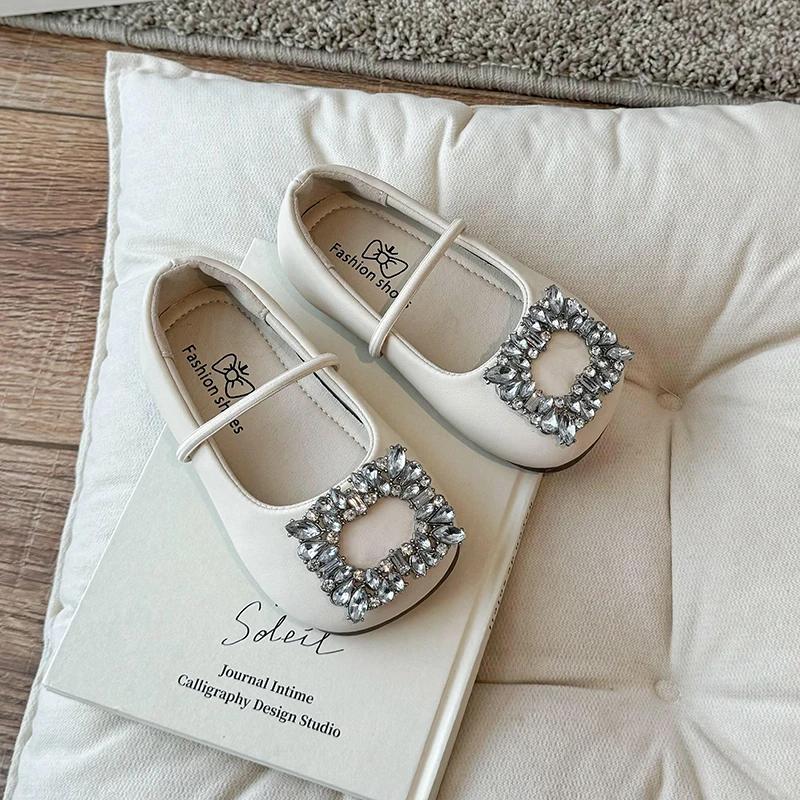 C' Loafer Shoes Детские балетки Детские туфли Мэри Джейн с бриллиантами Туфли для вечеринки Элегантные туфли принцессы