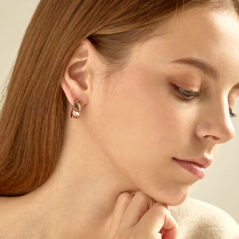 Серьги-пусеты 14K скрученные One-Touch от ELLE Jewelry (Золотая булавка) ELGPEE410