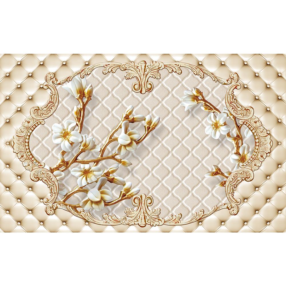 3D Цветочные обои Желтая роза Лиана 3D Сплошной круг Мягкая упаковка Обои Цветочные фрески Домашний декор