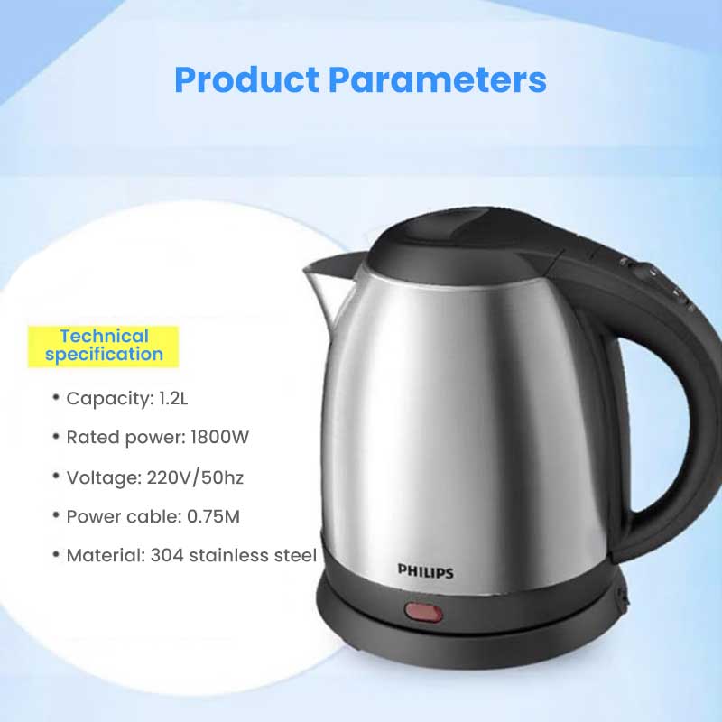 Philips Электрический чайник емкостью 1,2 л. Нержавеющая сталь 304. Защита от высыхания и перегрева.