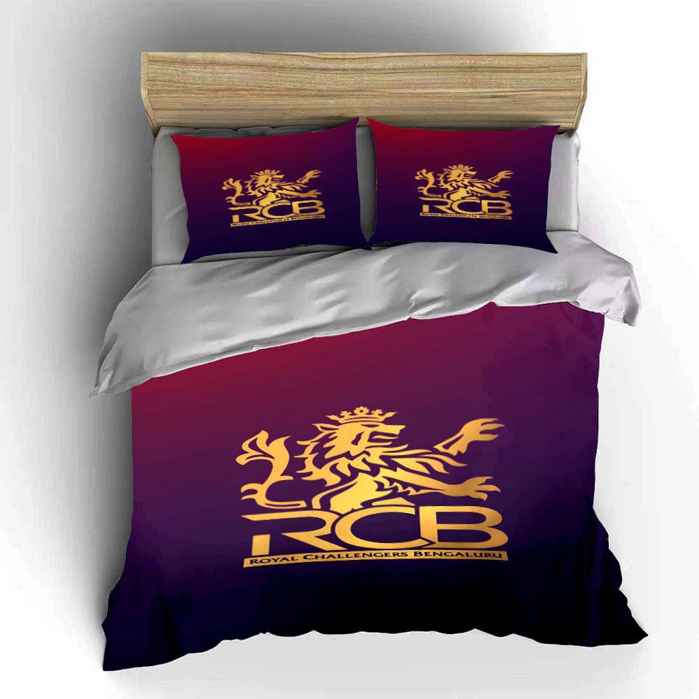 Golden Royal Lion on Purple Gradient Background Print Bedding Set Duvet Cover Pillowcases (1* Duvet Cover 2* Pillowcases Do Not Include Comforter)