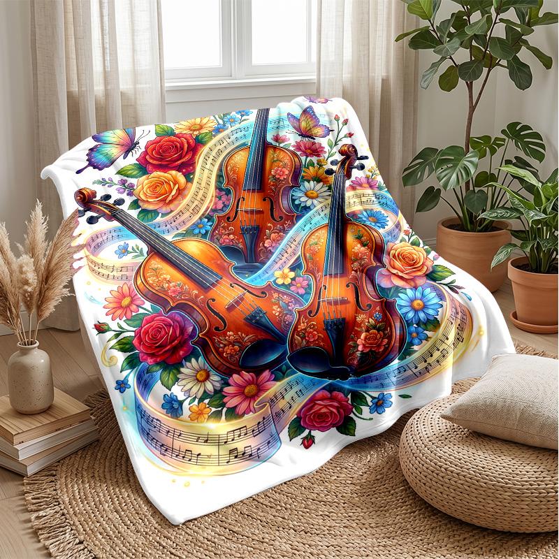 Flame Guitar Art Theme blanket Lightweight Warm Flannel Blanket Decorative Throw Blanket for Home Decoration