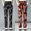 Summer Women's Pants High Waist Elastic Flower Pants Loose Large Size Middle-aged Women's Pants