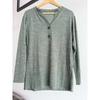 Autumn Women's Casual V-Neck Buttoned Milled Blouse Long Sleeve Top