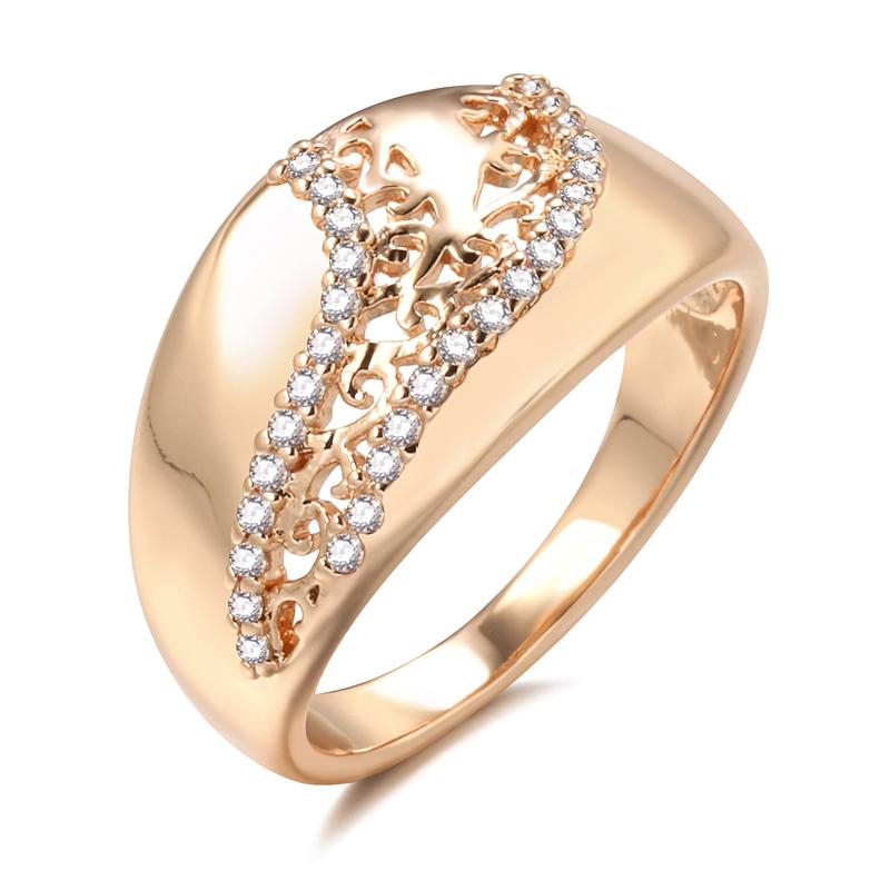 Kinel Glossy Rose Gold Color Rings For Women Big Size Luxury Rings