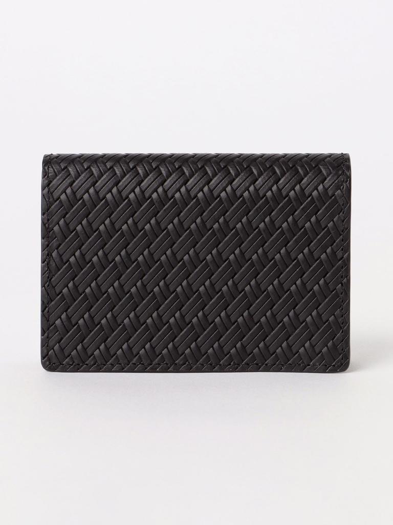Mesh Embossed Leather Business Card Holder BLACK FREE [BEAMS HEART] Wallet/Pouch Men's