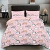 3pcs (1 Duvet Cover, 2 Pillowcases, Coreless), Pink Cute Cartoon Cat Element Printed Bedding Set, Soft and Comfortable