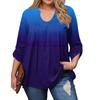 Women's Plus Size Fashion Printed Casual Pleated Round Neck Long Sleeve Top
