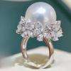 Винтажное Элегантное Роскошное Кольцо с Имитацией Жемчуга в Форме Цветка Женские Повседневные Вечерние Свадебные Аксессуары Рождественские и Новогодние Подарки