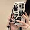 Чехол для телефона с рисунком черного кота для iPhone 15, чехол для iPhone 13 11 12 14 Pro Max XR XS X 7 8 Plus SE, мягкий силиконовый чехол из пшеничной соломы