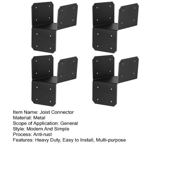 4 шт. 1,5/3-дюймовый черный анкерный соединитель для балок, подходит для стоек 2/4"x 4", кровельная стяжка, подвеска для балок перекрытия, соединительный элемент, крышка для столба, для поддержки балок, стропила, ферма к балке