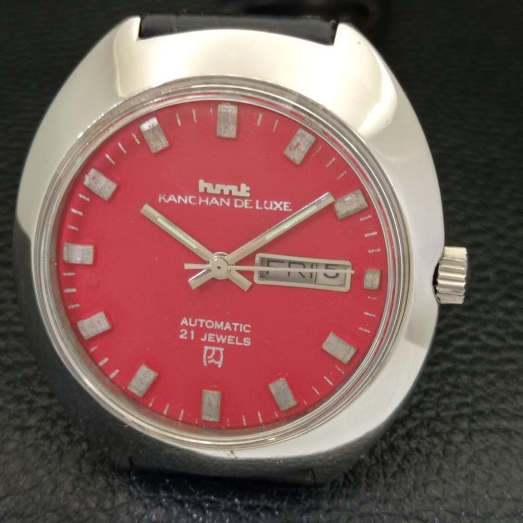USED HMT KANCHAN DELUXE 6501 AUTOMATIC INDIAN MENS RED DIAL WATCH A432206-2 R110-a432206