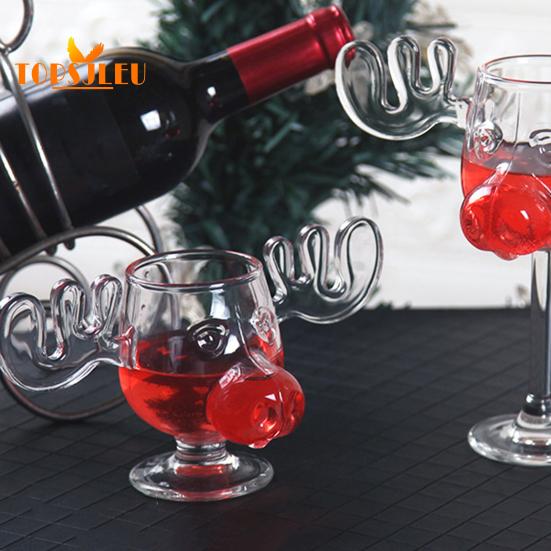 Креативная стеклянная чашка для вина в форме оленя, 235 мл, очаровательный дизайн в форме оленя, украшение для обеденного стола, многоразовая чашка для питья