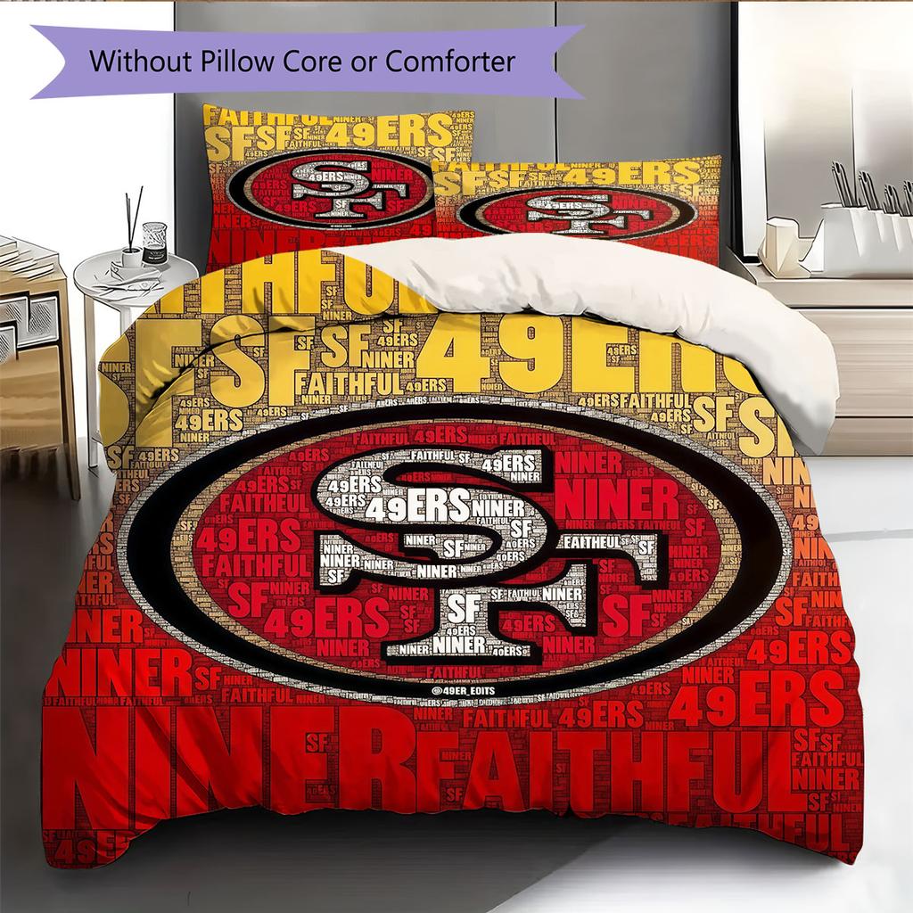 49ers logo Pattern Bedding Home Decoration Birthday Gift ( 1 duvet cover + 2 pillowcase, without core),fan merchandise.
