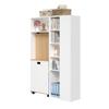 Folding Desk with Shelves – 2-in-1 Bookshelf and Desk, with Socket and USB Port, Height-Adjustable Shelves, Anti-Tip Protection, White, Corner-Right
