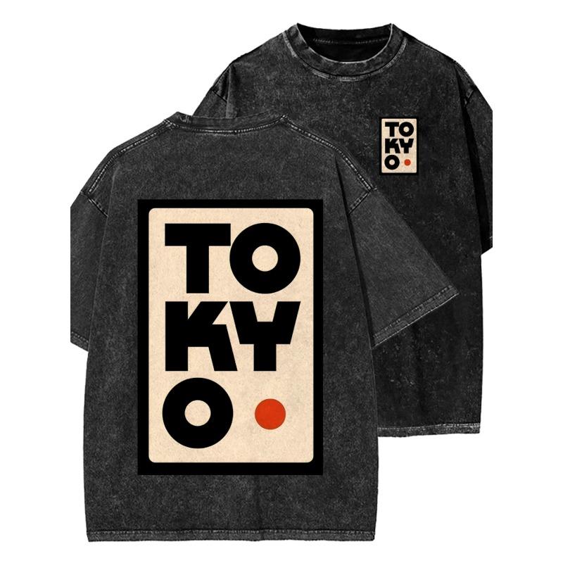 Двусторонний стираный хлопок, Футболка с принтом Tokyo Dream Tour, Ретро-футболка из батикового хлопка, Ежедневная взрывная мода, Праздничные подарки, Идеальные подарки