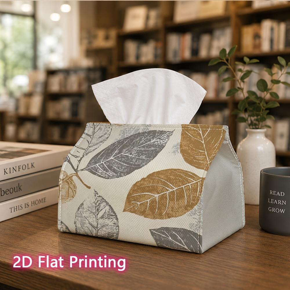1pc, 2D Flat Printing, Tissue Box with Leaf Pattern Printed, Durable Decoration Storage for Kitchen, Living Room, Bedroom, And Car Desktop Or Shelf Di
