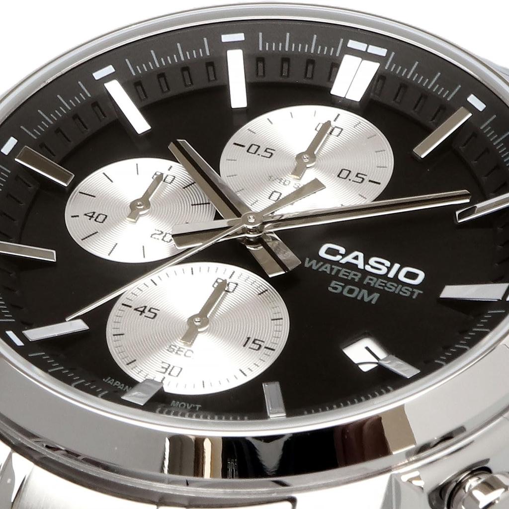 Casio CASIO Стандартные мужские часы 1/10 секунды хронограф кварцевый MTP-E510D-1A2V Reverse Panda