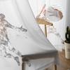 Ball Game Pose Printed Tulle Curtains Fashion Sheer Window Drapes for Living Room Balcony Modern Home Decor