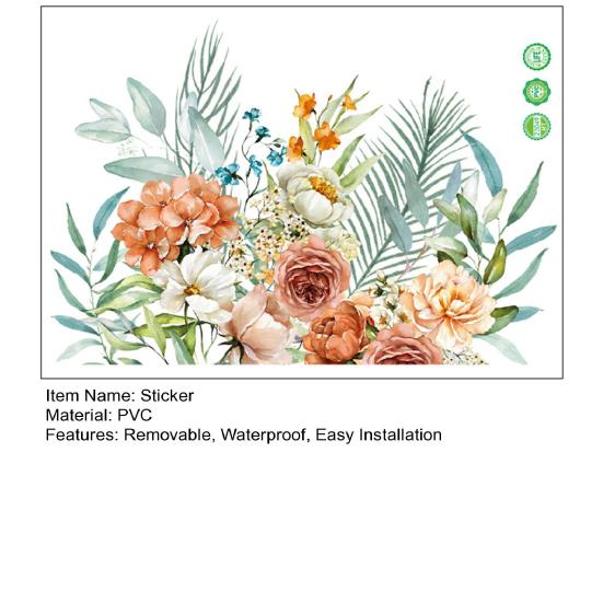 Sticker Green Leaf Floral Toilet Lid Stickers Removable Waterproof Bathroom Wall Decals for Cistern Decor