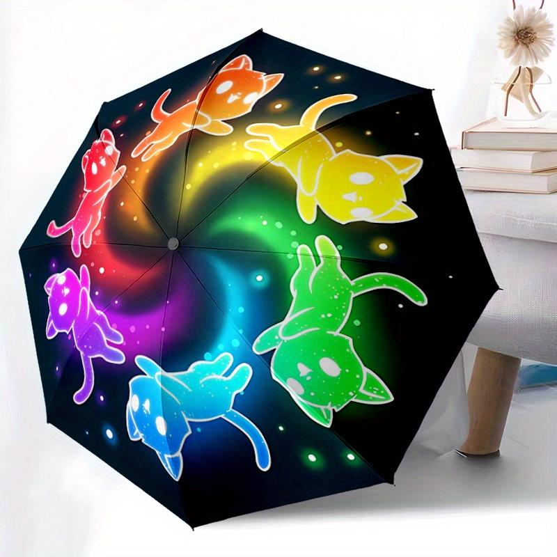 1pc Rainbow Cats Automatic Open/Close, Foldable Compact Umbrella with 8-Rib Shaft, Perfect Gift For Men And Women 146